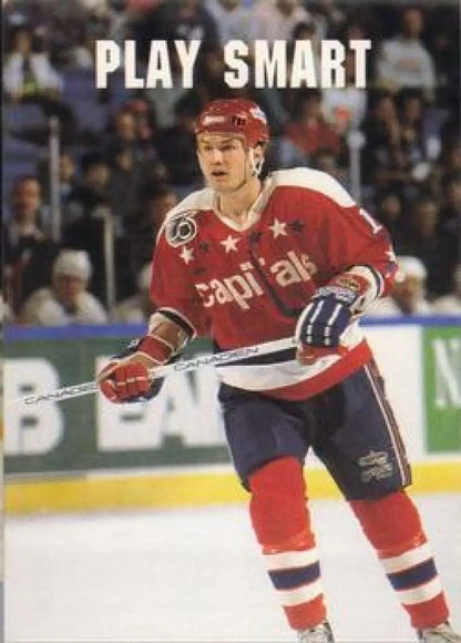 Hockey player skates in Washington Capitals uniform on 1991-92 Pro Set hockey card