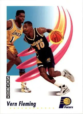 Basketball trading card of Vern Fleming, Indiana Pacers with colorful design elements