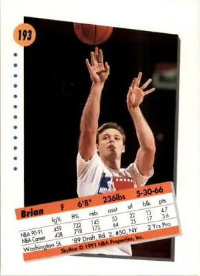 1991-92 SkyBox #193 Brian Quinnett New York Knicks Basketball Card NBA NM-MT