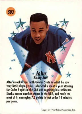 John Starks basketball card from 1991-92 SkyBox Rising Star New York Knicks