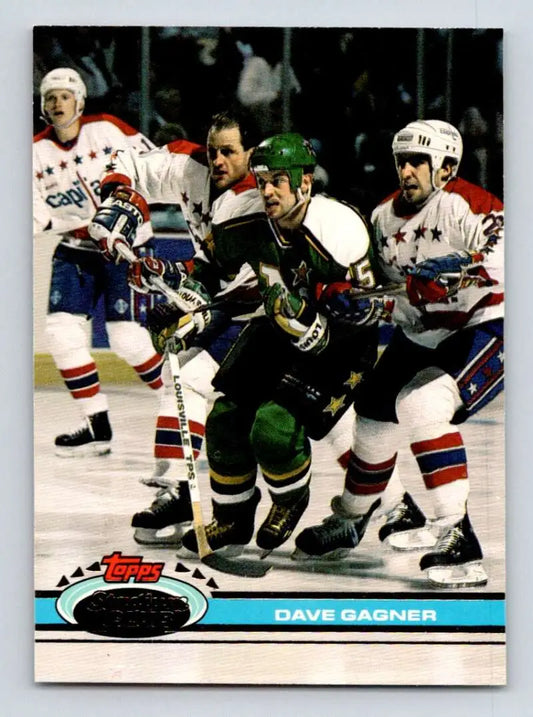 Hockey trading card of Dave Gagner capturing action during Minnesota North Stars game