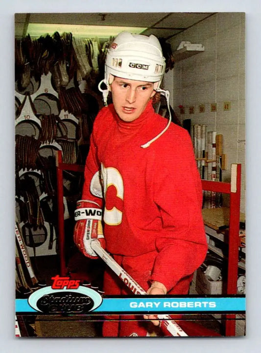 Hockey trading card of Gary Roberts in Calgary Flames sweater from Stadium Club