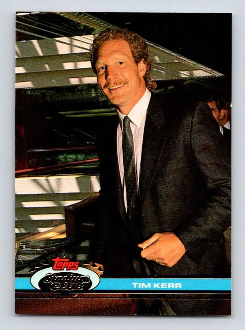 Vintage Topps Stadium Club Hockey Card of Tim Kerr in Dark Suit for New York Rangers