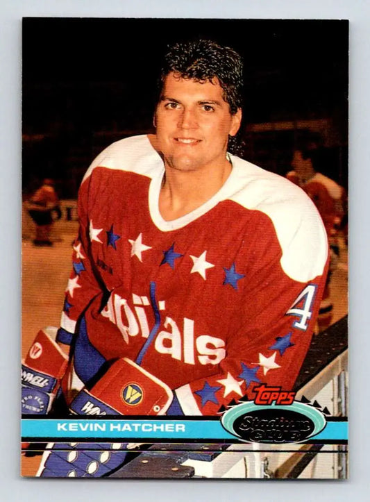 Hockey trading card of Kevin Hatcher from Washington Capitals Topps Stadium Club set