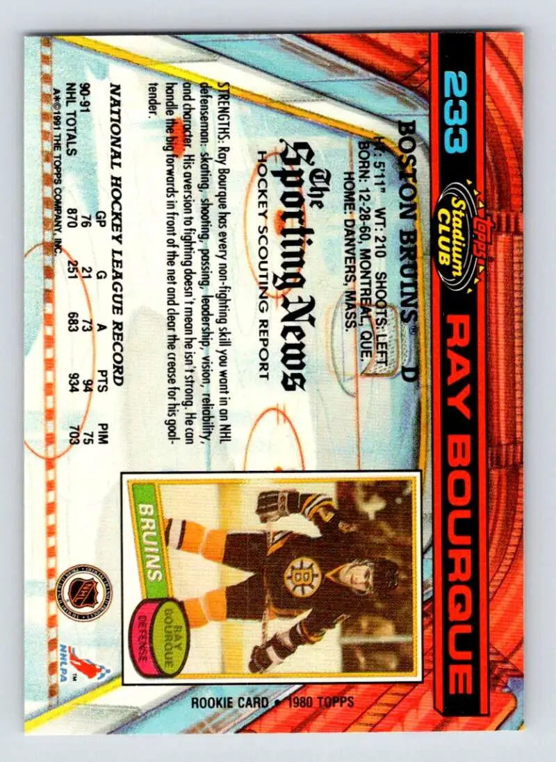 Hockey Trading Card from 2003 Bowman Set featuring Ray Bourque Topps Stadium Club