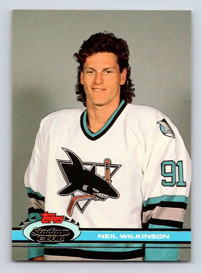 Hockey trading card of Neil Wilkinson in San Jose Sharks jersey number 91