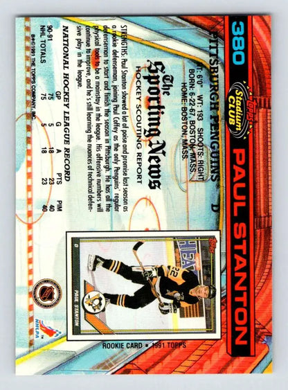 Paul Stanton hockey card in black and gold uniform from Stadium Club set