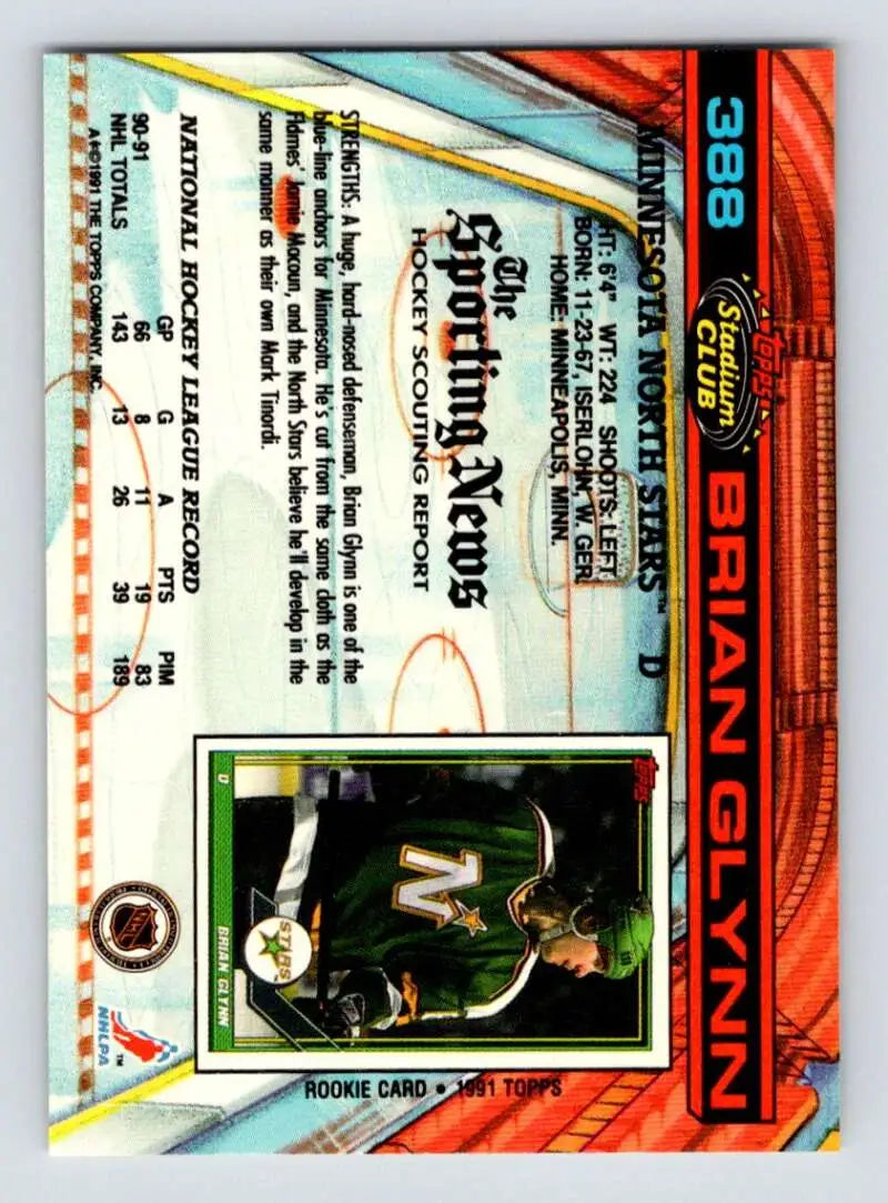 Baseball trading card of Brian Glynn in green Oakland Athletics uniform