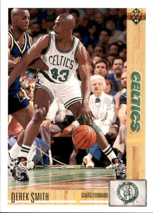 Derek Smith Boston Celtics basketball card in action wearing number 33 during a game