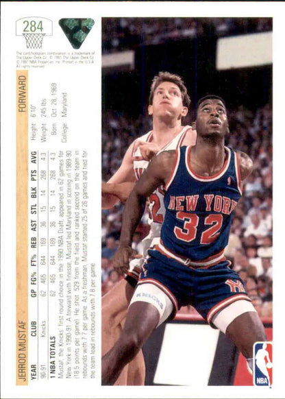 Basketball card of Jerrod Mustaf in action for New York Knicks jersey #32