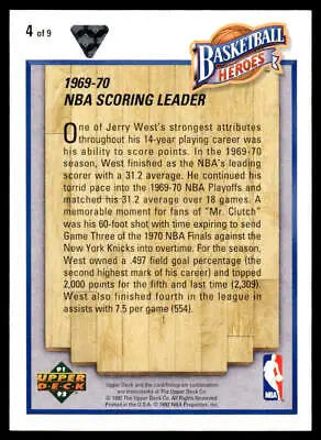 Back of the 1991-92 Upper Deck Jerry West Box Bottoms Basketball card