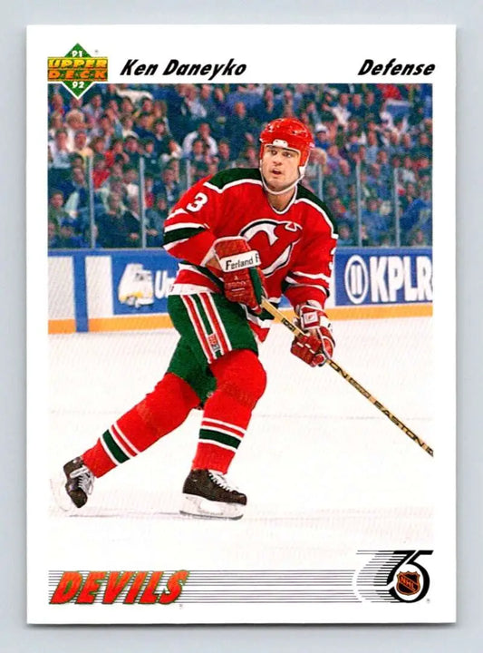 Ken Daneyko skating in red New Jersey Devils uniform on hockey card