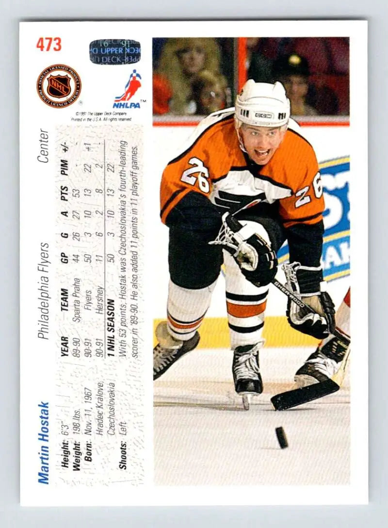 Hockey trading card of Martin Hostak skating for the Philadelphia Flyers Upper Deck коллекция