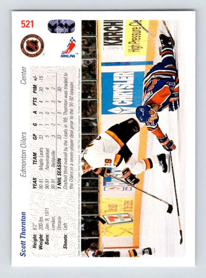 Hockey card featuring game action between New York Rangers and Pittsburgh Penguins players