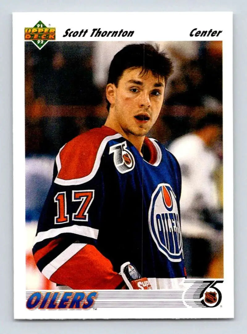 Edmonton Oilers Scott Thornton hockey card 1991-92 Upper Deck #521 NM-MT