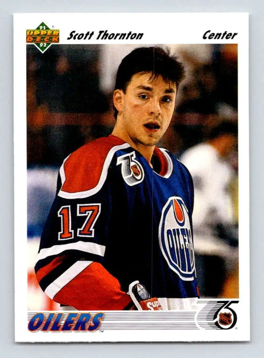 Edmonton Oilers Scott Thornton hockey card 1991-92 Upper Deck #521 NM-MT