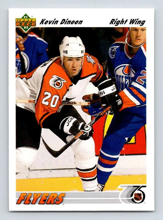 Hockey player in Philadelphia Flyers jersey number 20, featuring Kevin Dineen hockey card