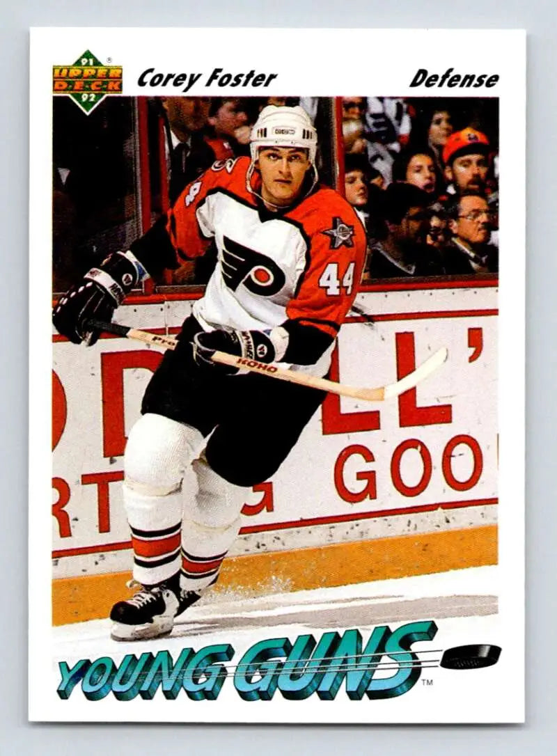 Corey Foster Philadelphia Flyers hockey card in white jersey number 44 from 1991-92 Upper Deck