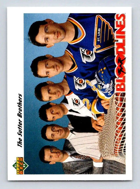 Hockey card featuring Sutter brothers from St. Louis Blues 1991-92 Upper Deck set