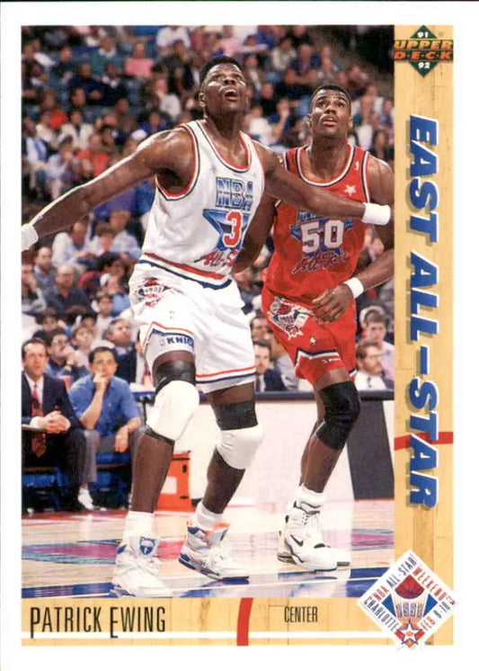 1991-92 Upper Deck Basketball Card featuring Patrick Ewing in action for the Knicks