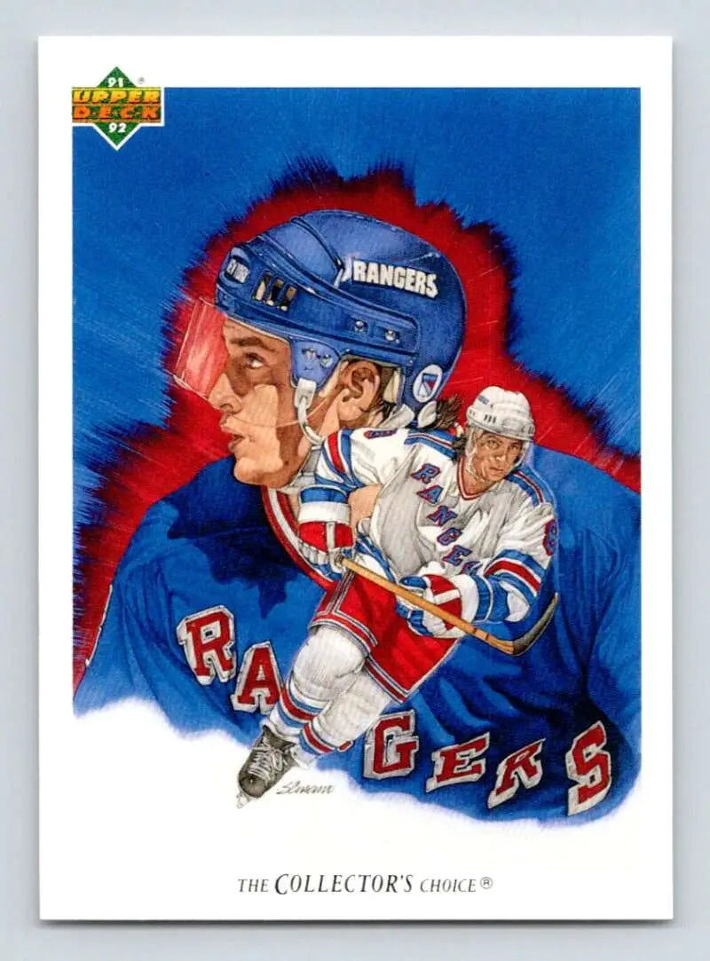 Darren Turcotte New York Rangers hockey card with vibrant blue and red player art