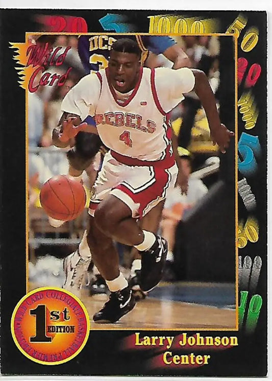 Basketball trading card of Larry Johnson in UNLV Runnin’ Rebels uniform, Wild Card