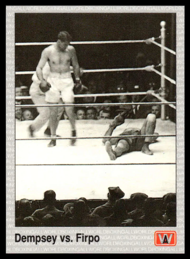 Black and white boxing photograph from 1991 All World #140 Dempsey Vs. Firpo NM-MT Boxing Card