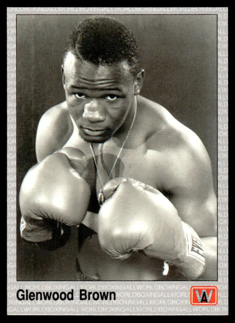 Black and white boxing portrait of Glenwood Brown in fighting stance for NM-MT card