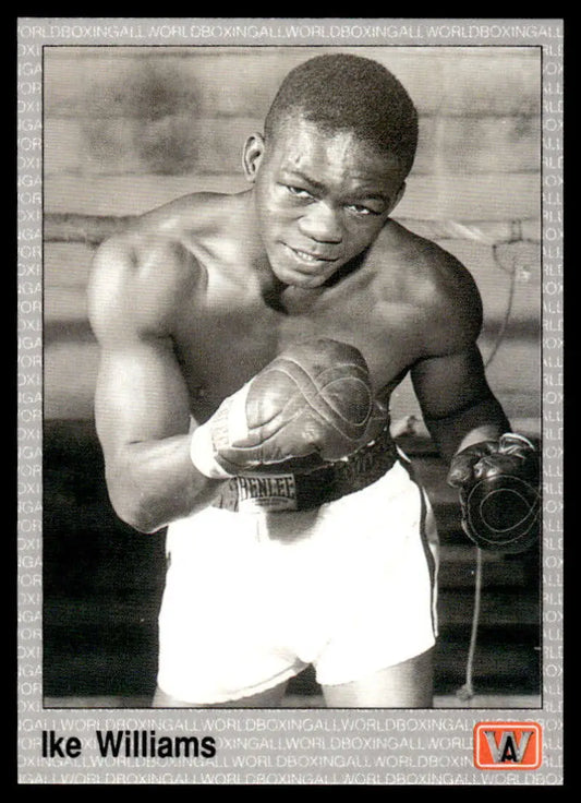 Black and white photo of Ike Williams in fighting stance for Boxing Card NM-MT