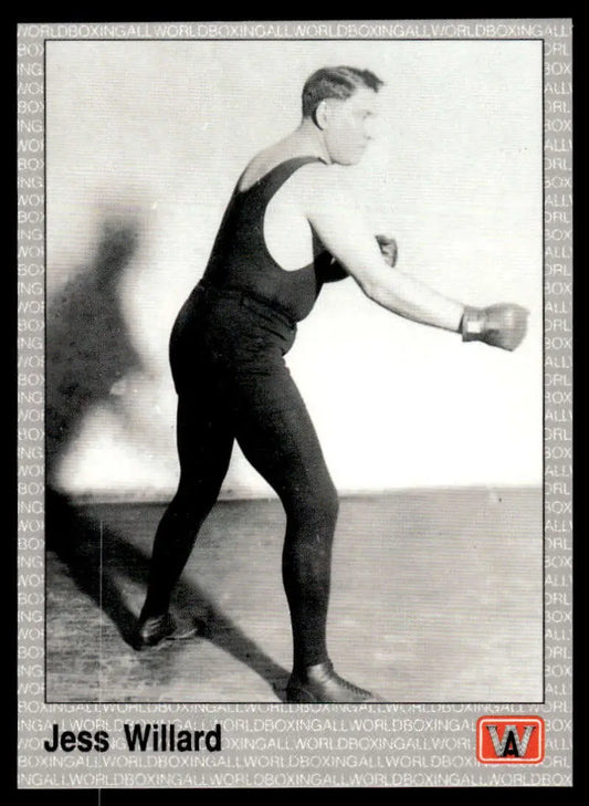 Black and white image of Jess Willard in vintage gear for 1991 Boxing Card NM-MT