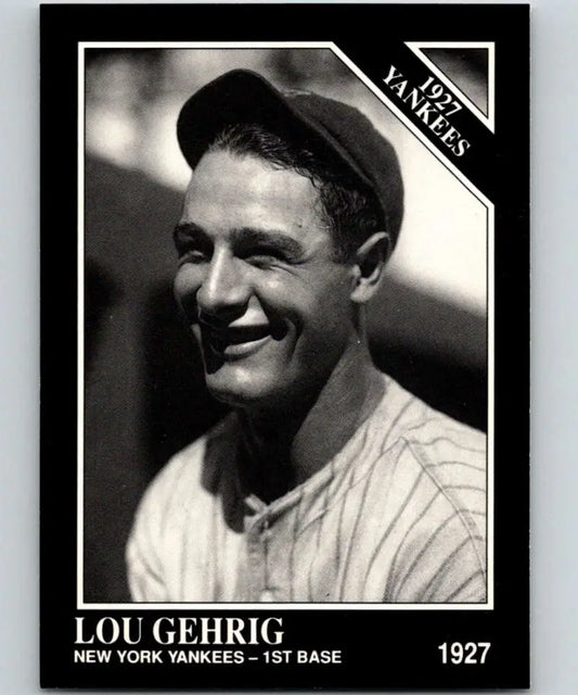 Black and white 1927 Lou Gehrig Yankees card from Conlon Collection EX condition