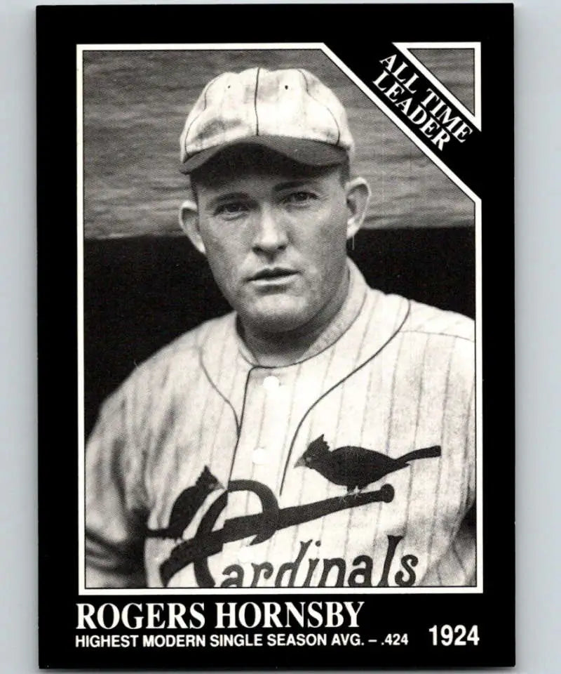 Black and white baseball card of Rogers Hornsby in St. Louis Cardinals uniform from Conlon Collection