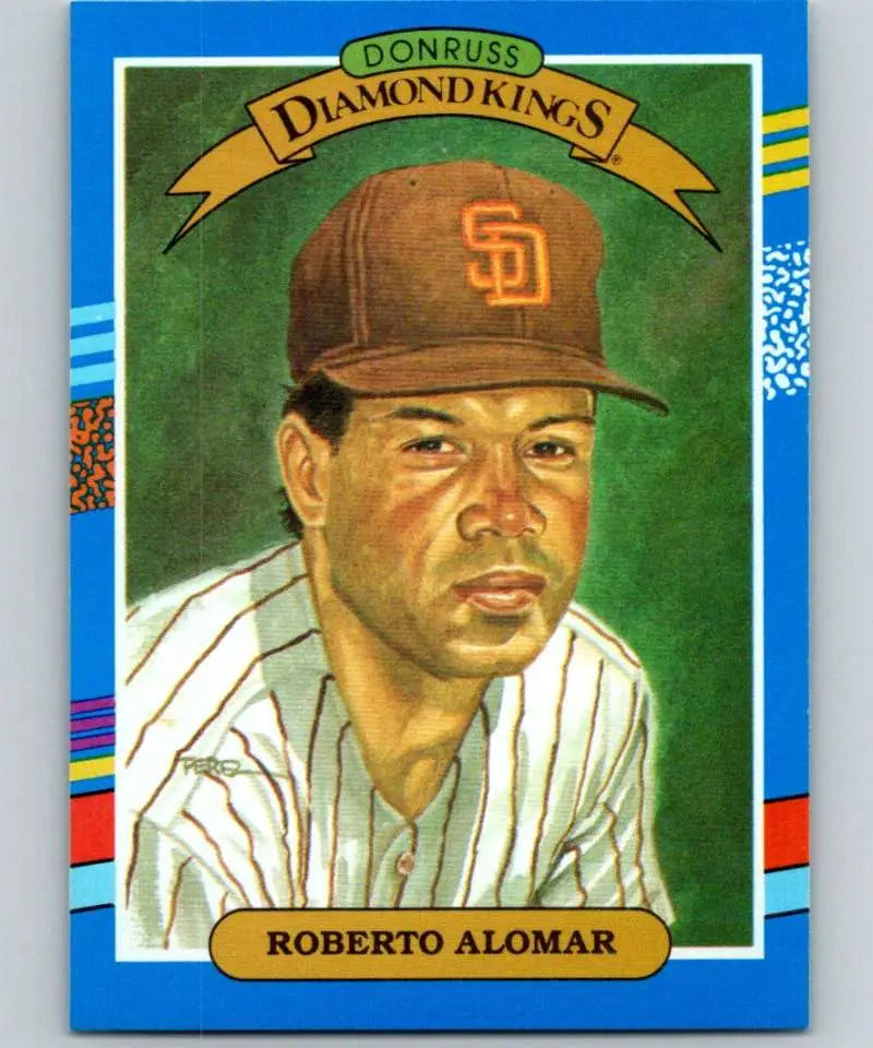 Roberto Alomar San Diego Padres Donruss Diamond Kings card on green background