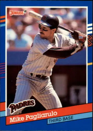 Mike Pagliarulo baseball card from 1991 Donruss featuring original gloss for Padres fans