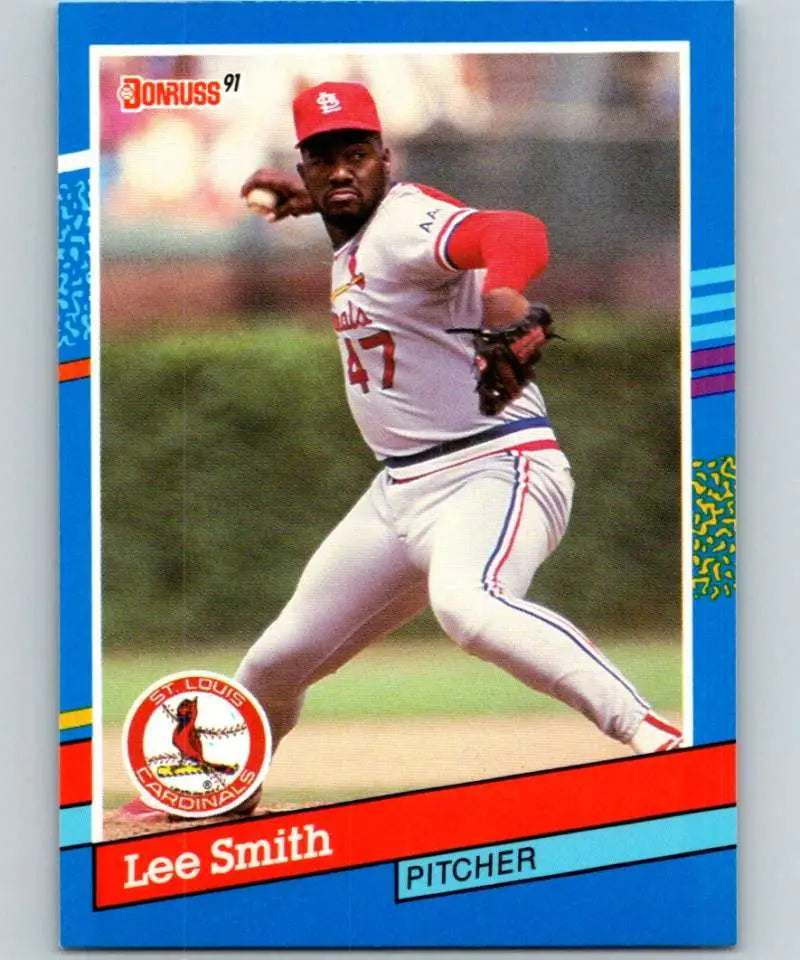 1991 Donruss baseball card of Lee Smith pitching for the St. Louis Cardinals