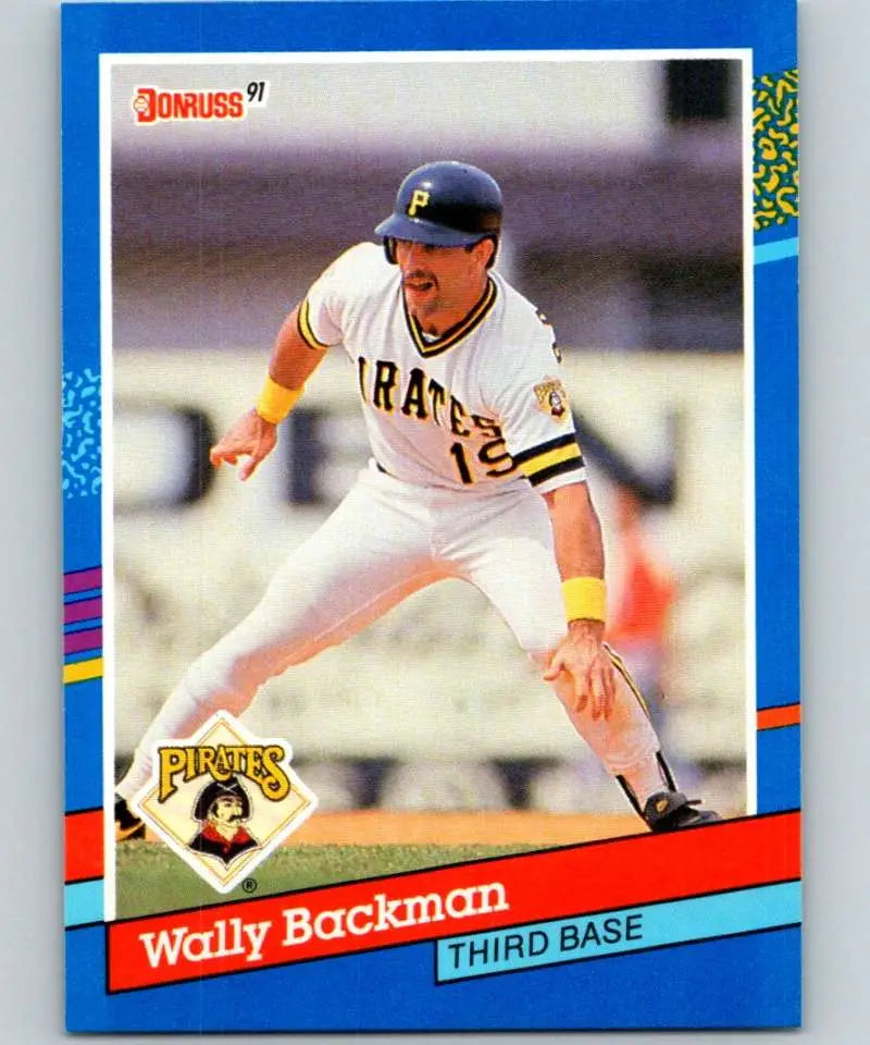 1991 Donruss Wally Backman baseball card featuring Pittsburgh Pirates uniform design