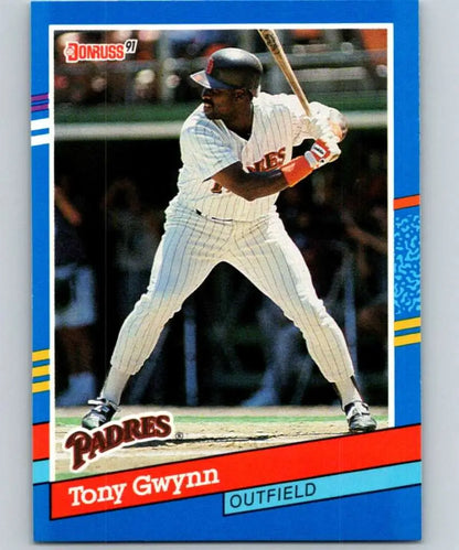 1991 Donruss baseball card of Tony Gwynn, San Diego Padres outfielder at bat