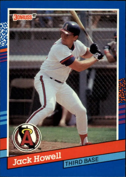 California Angels baseball card of Jack Howell at bat in white uniform