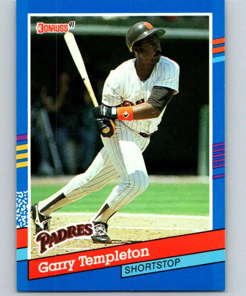 1991 Donruss Garry Templeton baseball card featuring San Diego Padres shortstop at bat