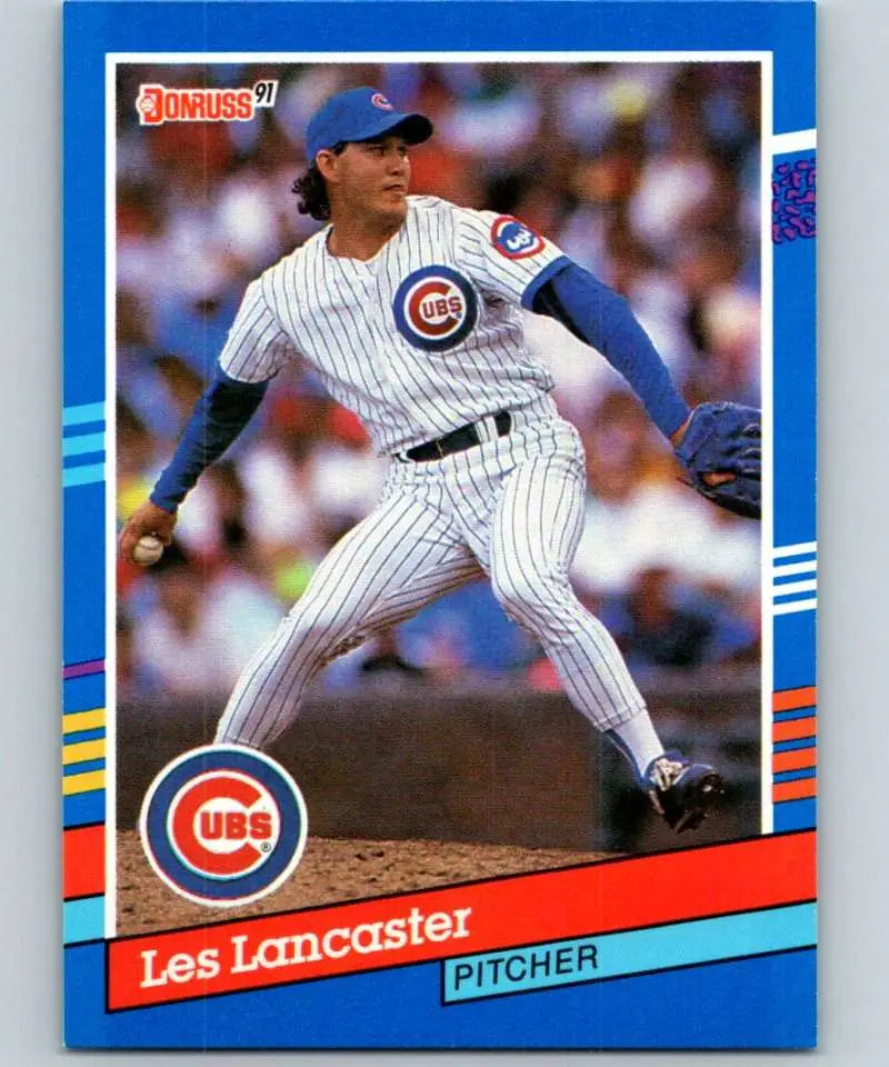 1991 Donruss baseball card of Les Lancaster, Chicago Cubs pitcher in pinstripes