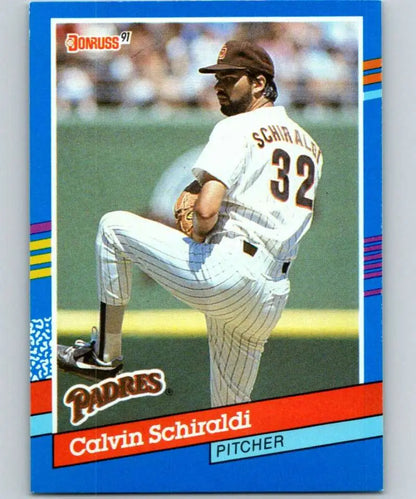 1991 Donruss #308 Calvin Schiraldi NM-MT San Diego Padres Baseball Card with pinstripes