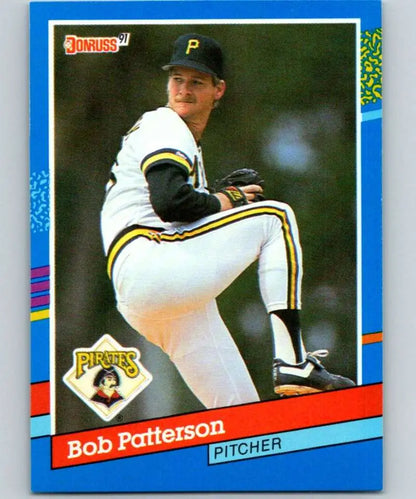 1991 Donruss Bob Patterson baseball card featuring Pittsburgh Pirates pitcher in white uniform