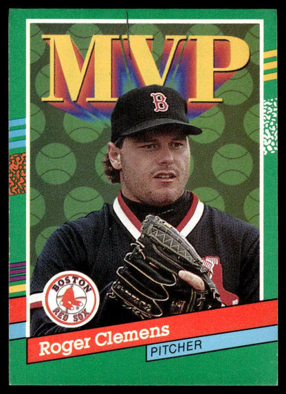 1991 Donruss #395 Roger Clemens Boston Red Sox Baseball Card with MVP highlight