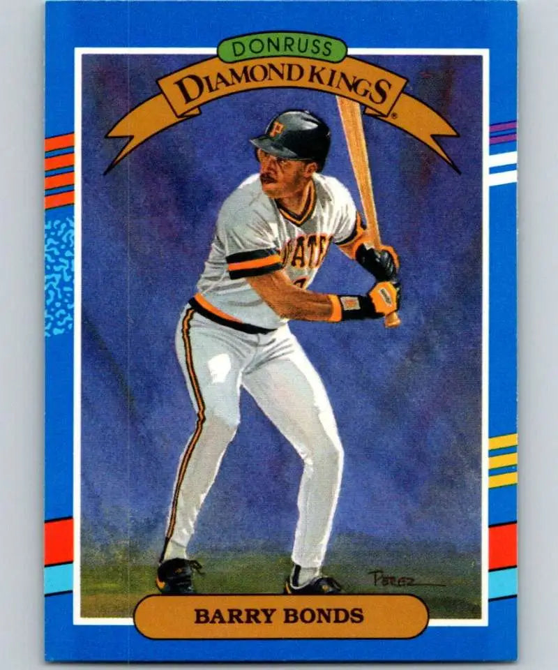 1991 Donruss Diamond Kings Baseball Card of Barry Bonds with Pittsburgh Pirates at bat