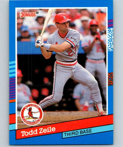 1991 Donruss Todd Zeile baseball card in batting stance for St. Louis Cardinals