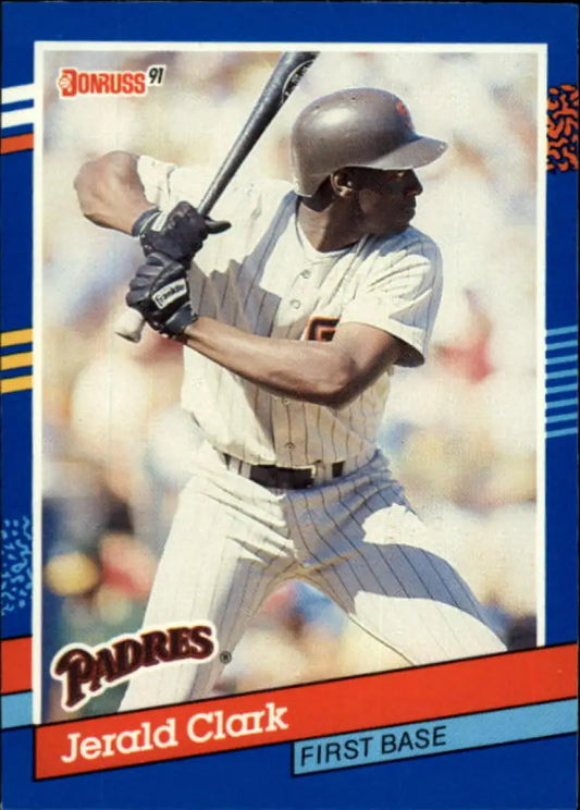 1991 Donruss #74 Jerald Clark at bat for the San Diego Padres baseball card