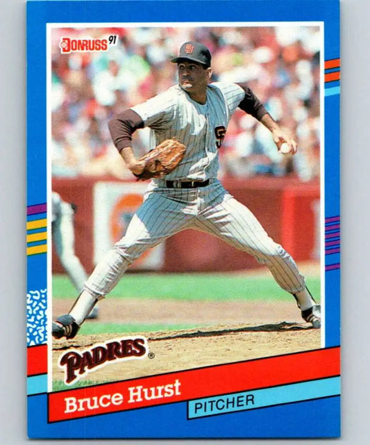 1991 Donruss #83 Bruce Hurst card showcasing San Diego Padres pitcher in delivery