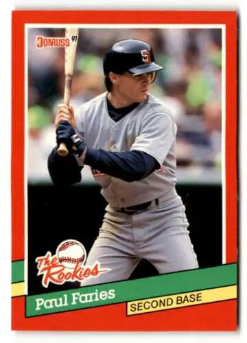 Baseball card of Paul Faries San Diego in white uniform from 1991 Donruss The Rookies