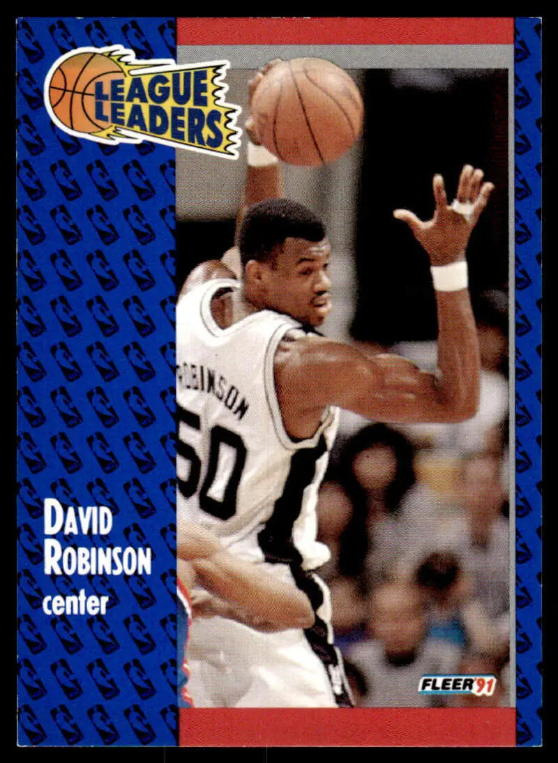 David Robinson in action on a 1991 Fleer San Antonio Spurs basketball trading card