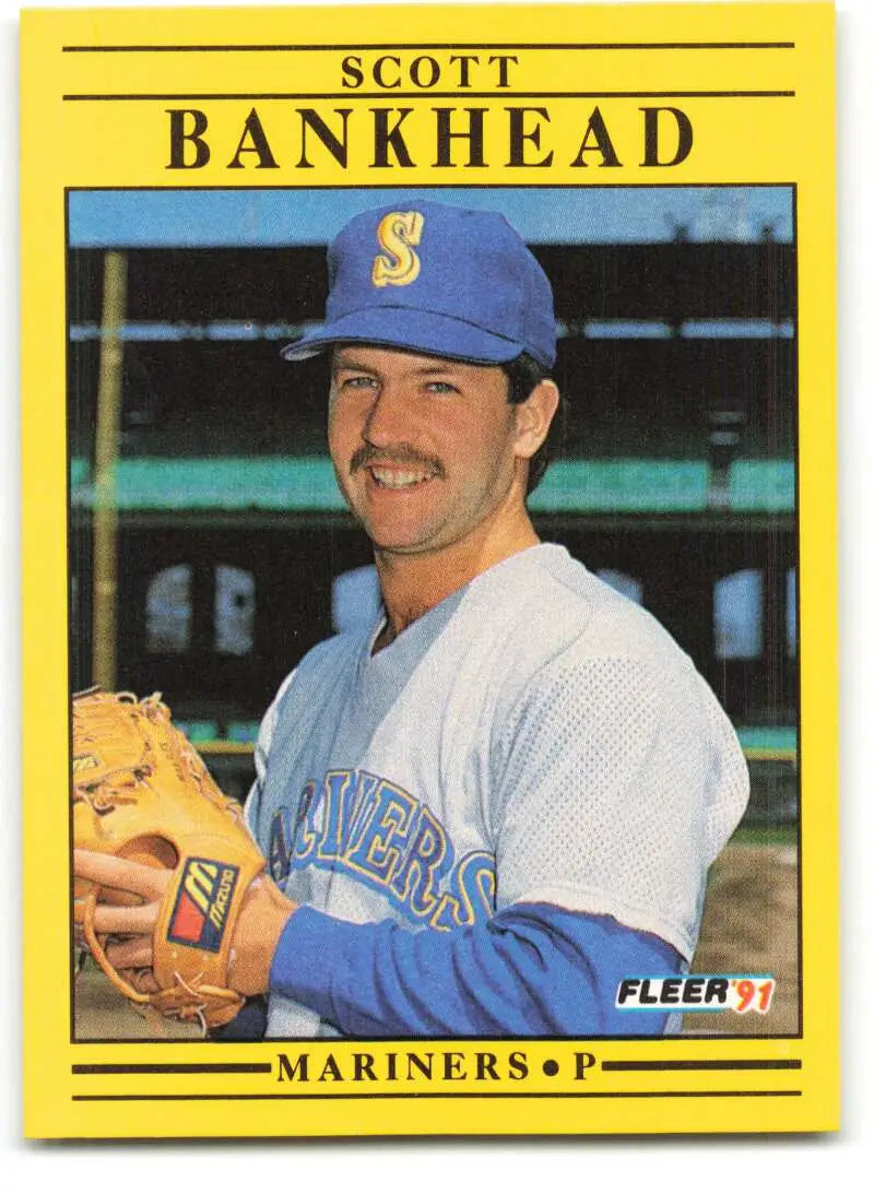 Yellow-bordered baseball card of Scott Bankhead, Seattle Mariners pitcher